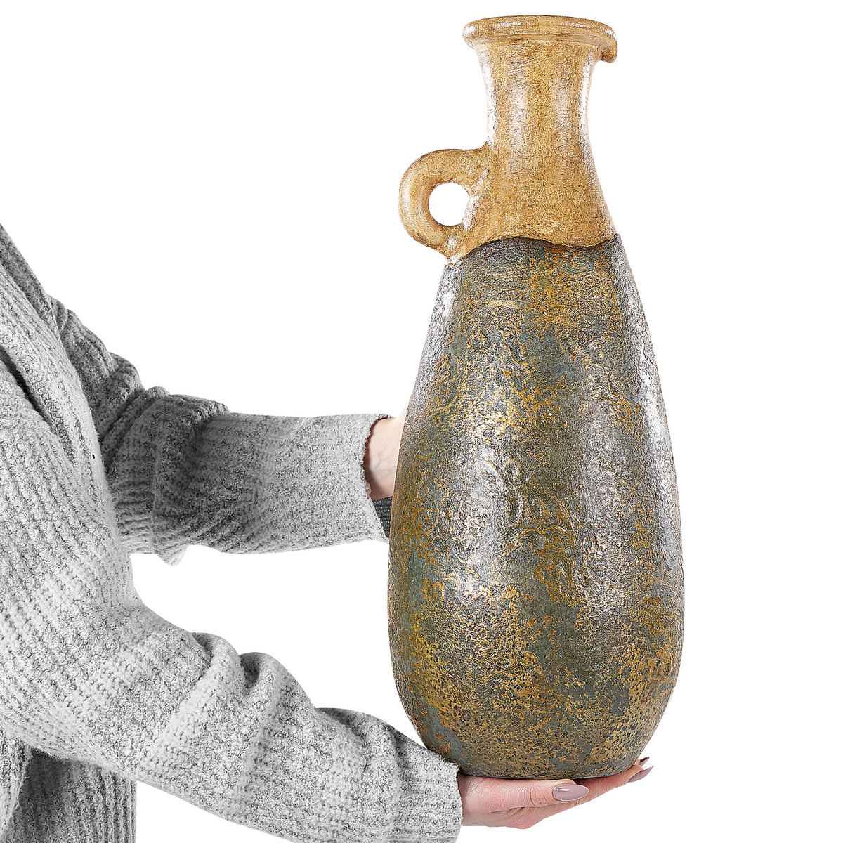 DEKOVASE Terrakotta grün Maroneja - Grün, Stein (50cm) - Beliani