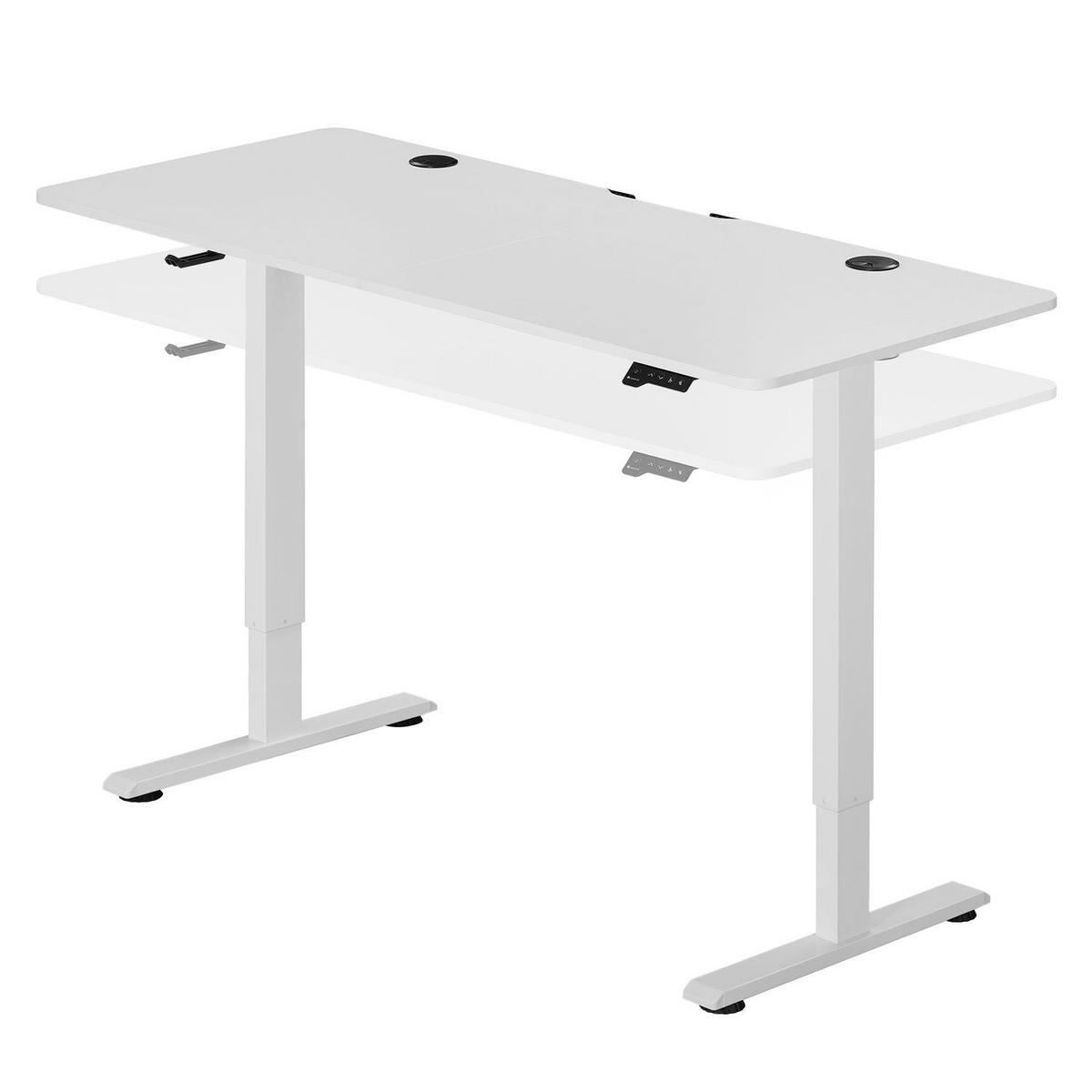 SCHREIBTISCH Office Stand weiß 140x60 cm höhenverstellbar - Weiß, Holz (60/140/117cm) - Juskys