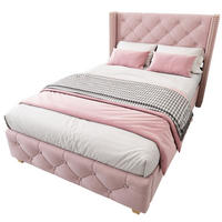 POLSTERBETT aus Samt 90x200 cm in Rosa mit Lattenrost - Rosa, Textil (90/200cm) - Modfu