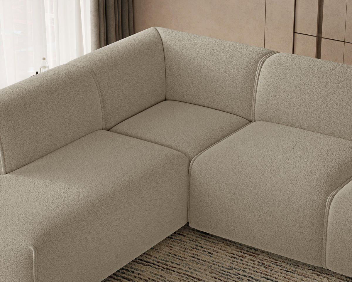 ECKSOFA Eluno Beige Links - Beige/Schwarz, Holz/Kunststoff (220/292cm) - Graingold