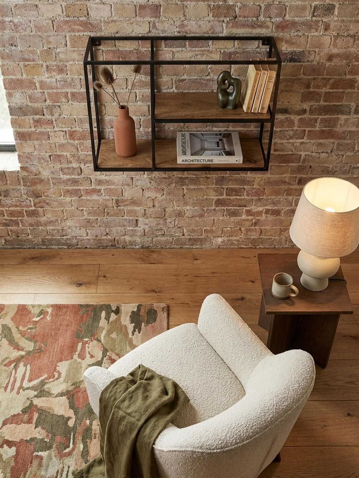 WANDREGAL Mango Massivholz Industrial Stil 60x40x18 cm - Beige/Schwarz, Holz/Metall (60/40/18cm) - KADIMA DESIGN