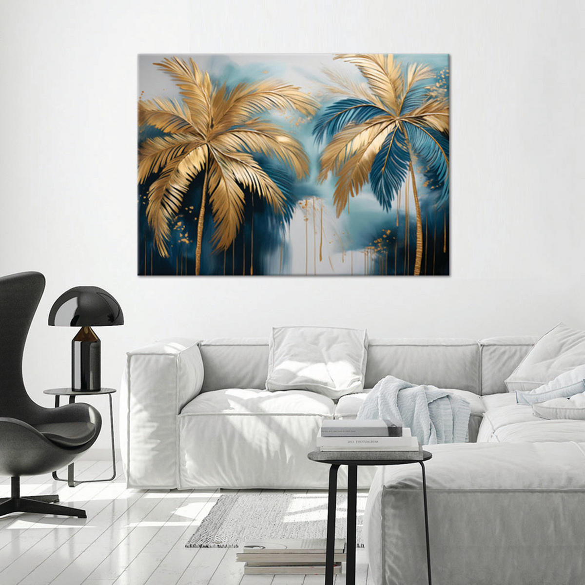 WANDBILD goldene palmen abstrakt - Goldfarben, Textil (60/40cm) - Feeby