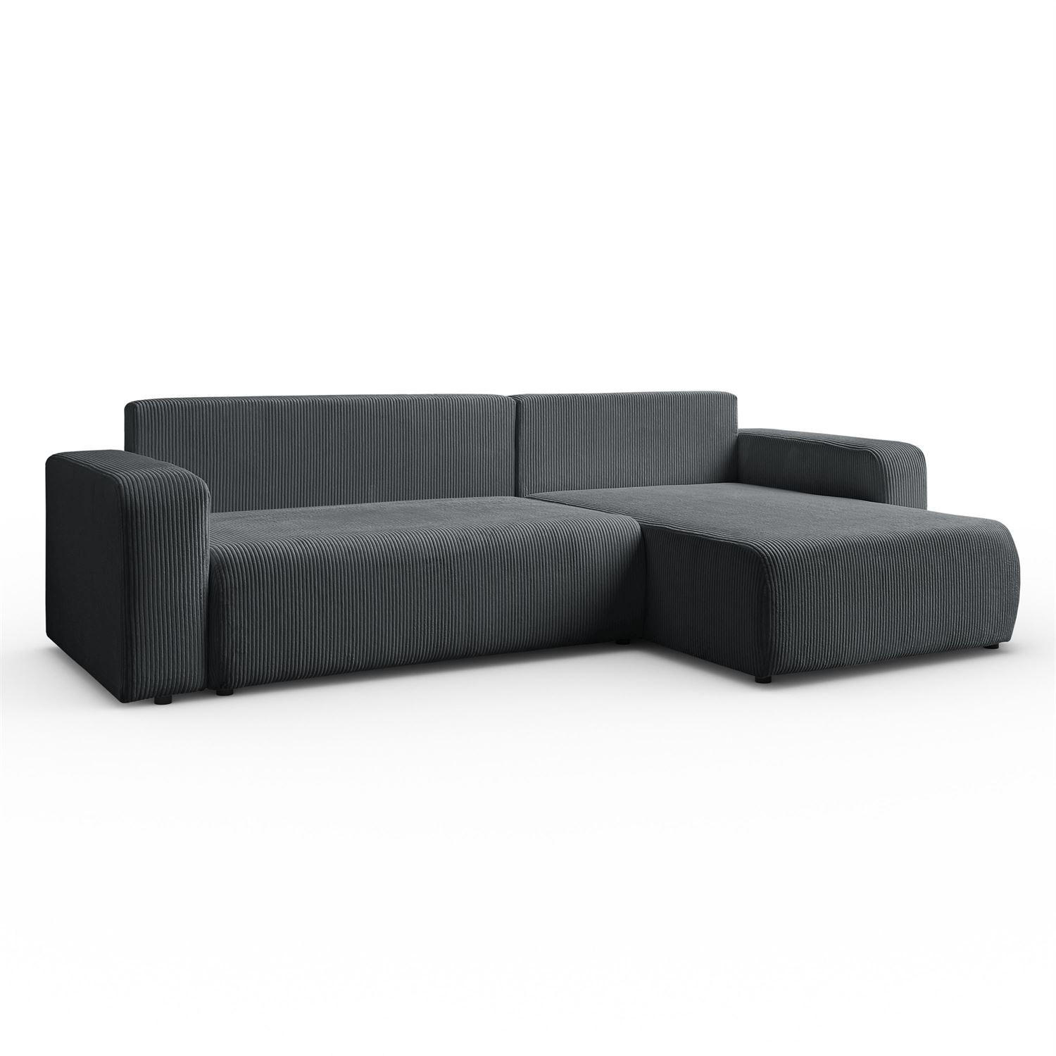 ECKSOFA Gepolstertes PRESTIGE XL mit Schlaffunktion und Bettkasten, Poso 34 - Dunkelgrau, Textil (277/143cm) - Lookway