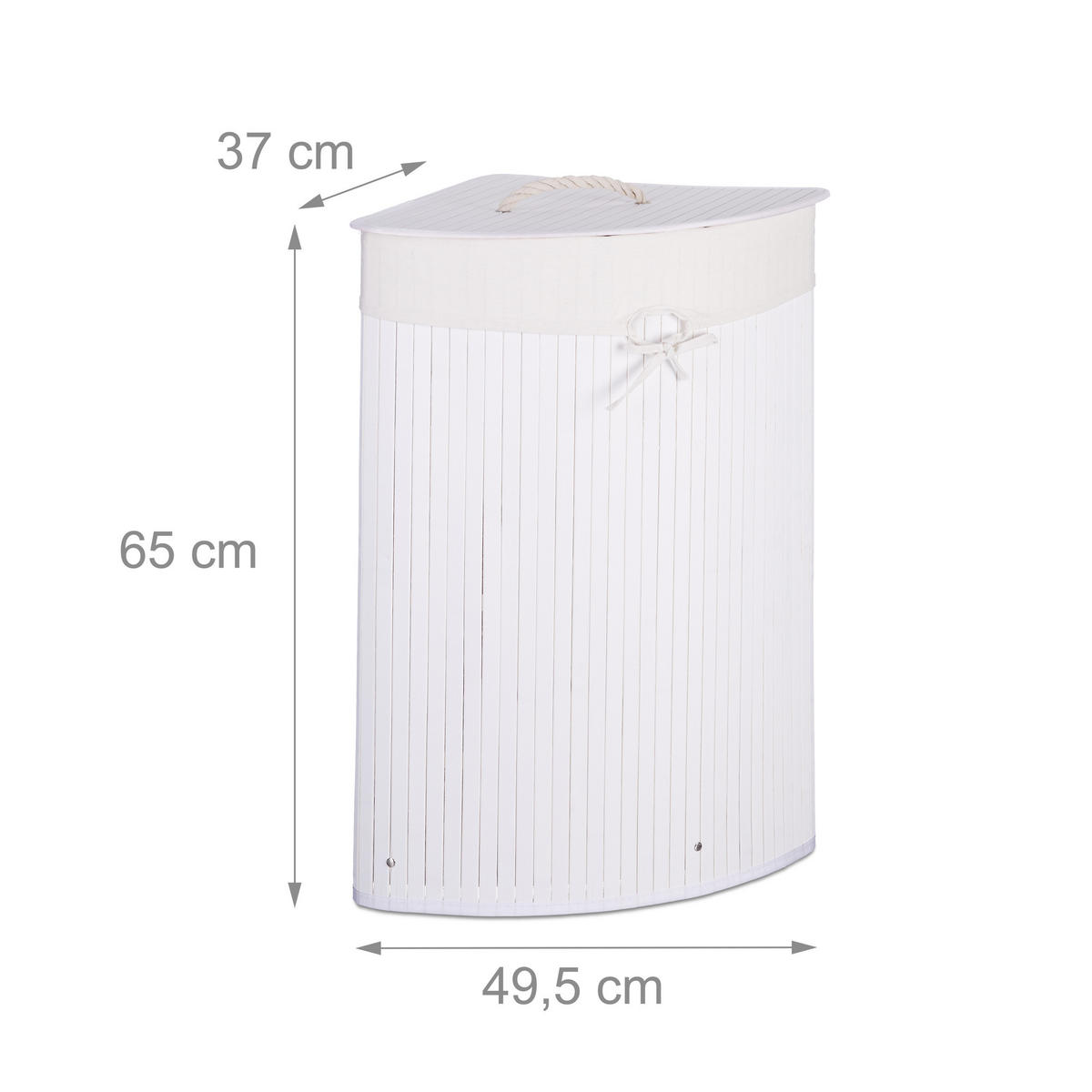 ECKWÄSCHEKORB - Weiß, Holz/Textil (49.5/65/37cm) - Relaxdays