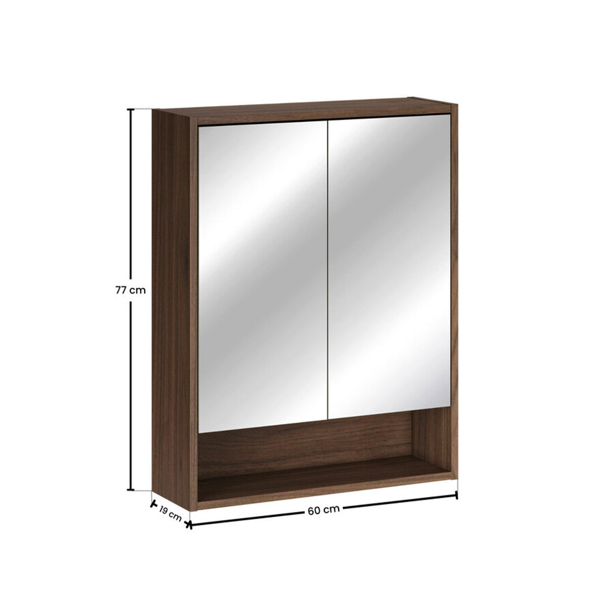 ELEMENT S OGLEDALOM Edmé Drvo - tamno smeđa, drvni materijal (60/76.8/18.8cm) - Petits-meubles