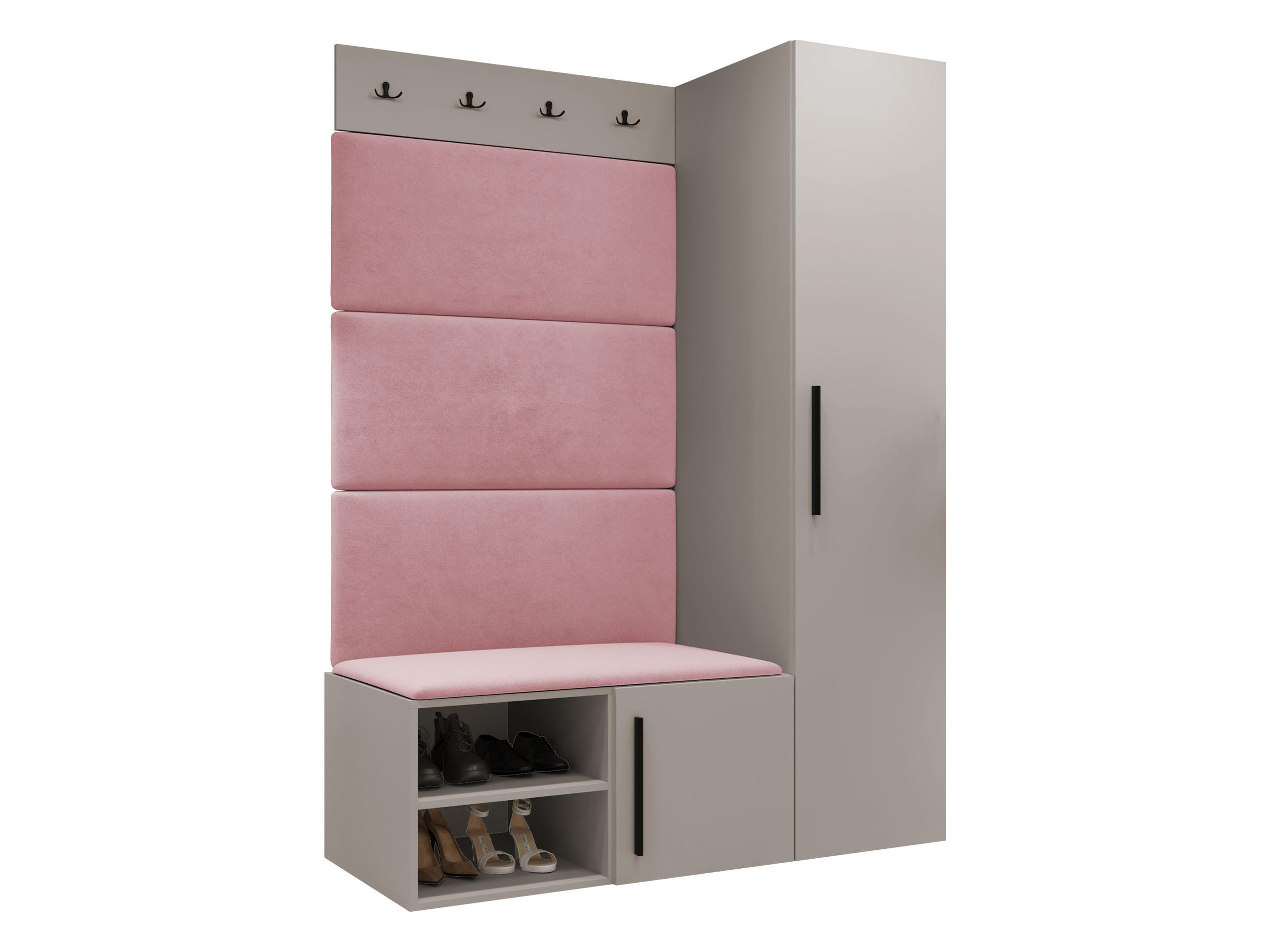 GARDEROBEN-SET Medi II - Kaschmir/Hellrosa, Holzwerkstoff/Kunststoff (40/191/50cm) - MIRJAN24