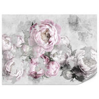 FOTOTAPETE für Küche Abstrakte Pink Pfingstrosen Beton Vintage 200x140 - Rosa/Grau, Papier (200/140cm) - Muralo