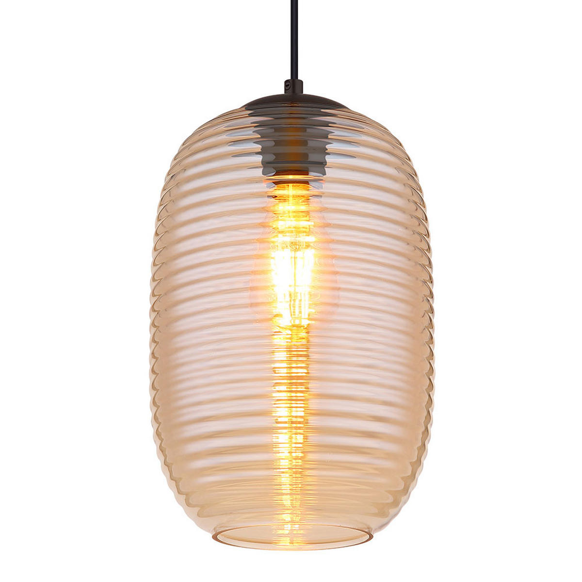 PENDELLEUCHTE Metall Schwarz Orange - Orange, Glas (20/20/120cm) - Globo Lighting