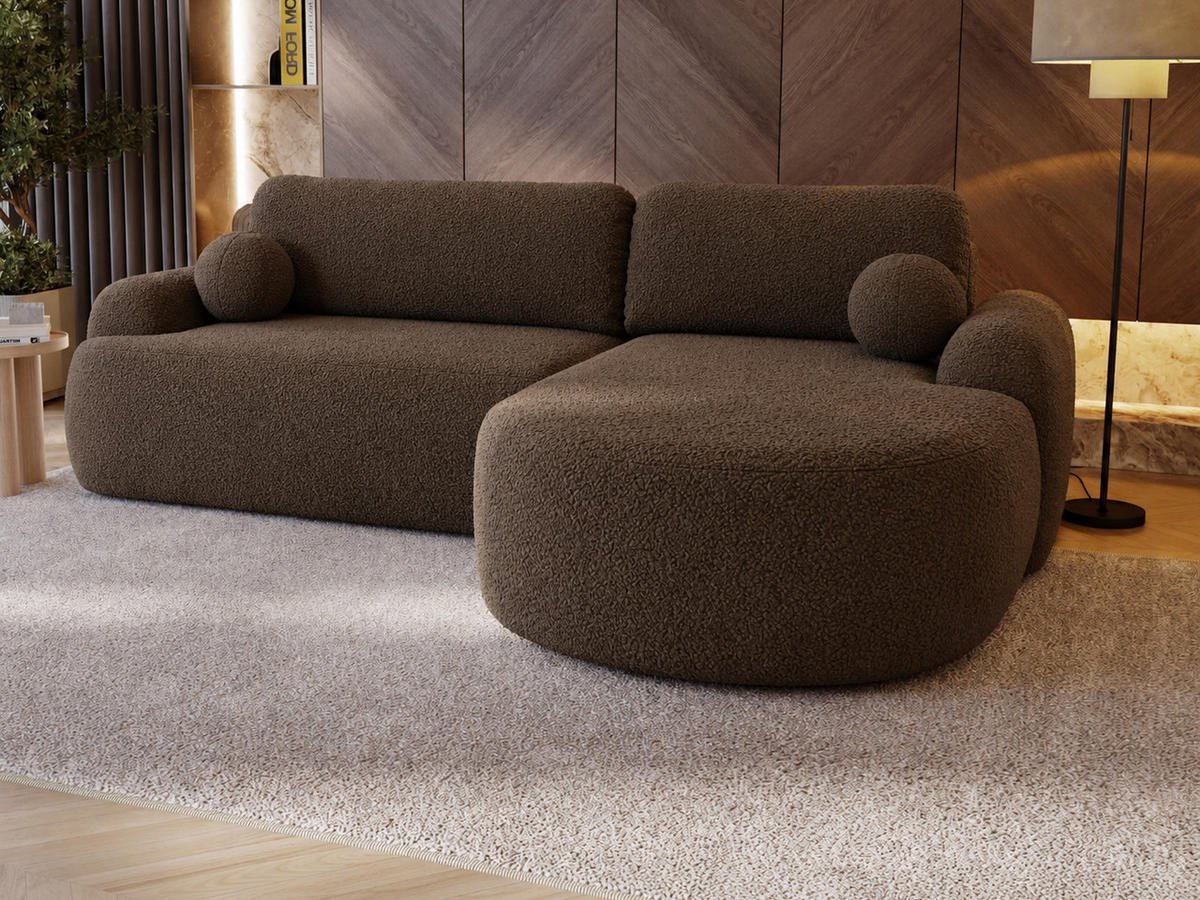 ECKSOFA Aurio Dunkelbraun Rechts - Dunkelbraun, Holz/Textil (261/177cm) - Graingold