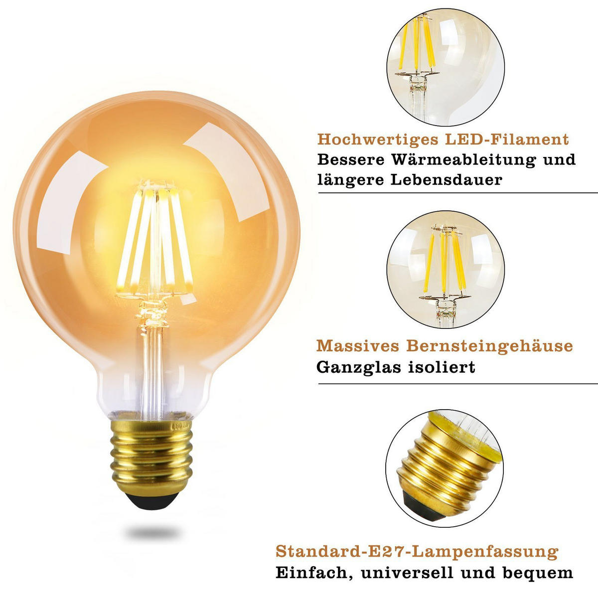 LEUCHTMITTEL Luminthor 8/8/14 cm - Braun, Glas (8/14cm) - ZMH