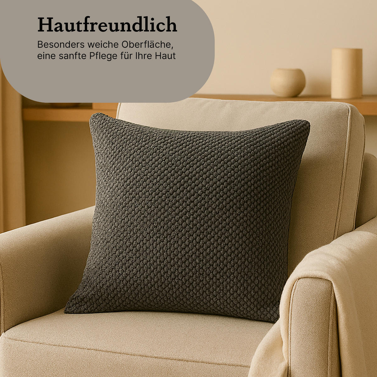 KISSENHÜLLE "Bubble" 60 cm x 60 cm in 3 Farben Graphit - Grau, Textil (60/60cm) - Bestlivings