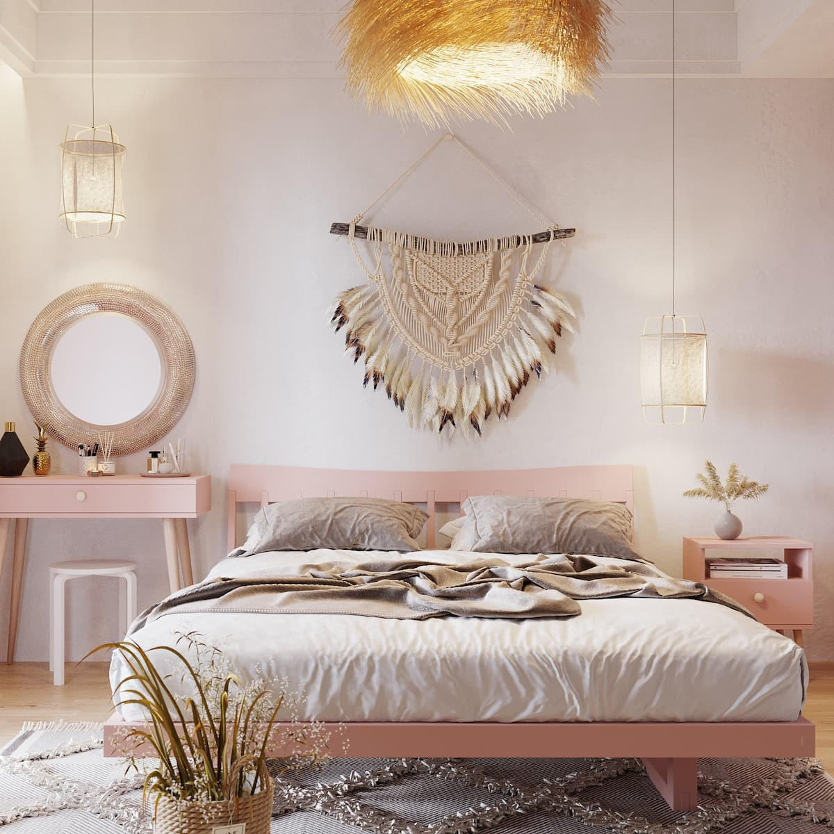 NACHTSCHRANK NATURA 44x31 cm, Pastellrosa, mit Schublade und Fach - Rosa, Holzwerkstoff (44/55.5/31cm) - Excellent Home