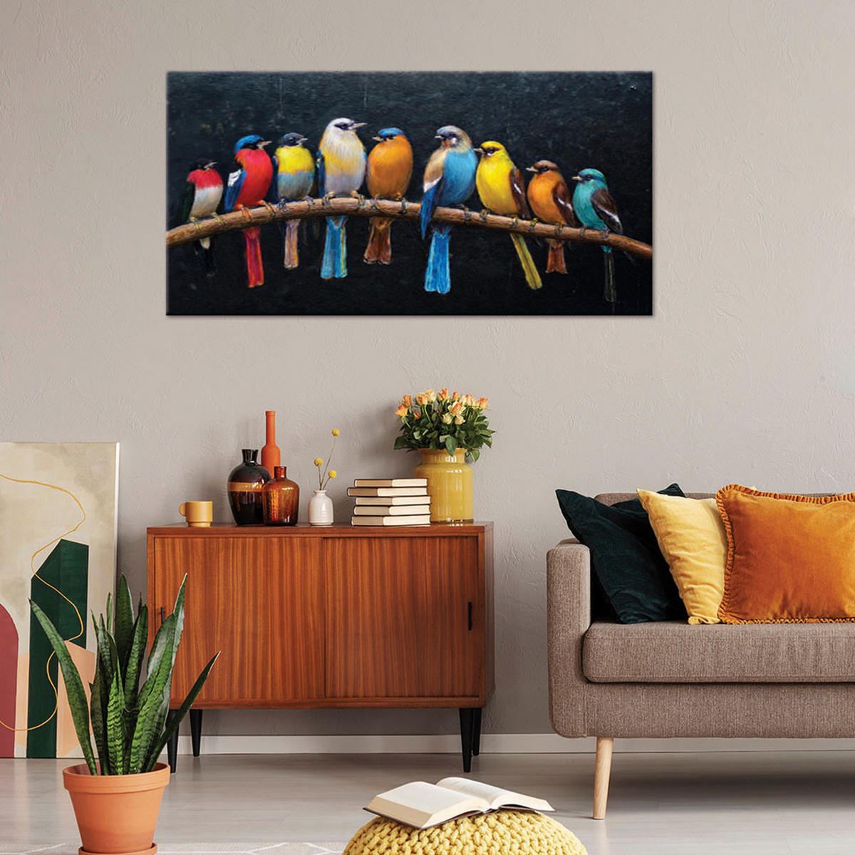 WANDBILD vögel tiere bunt - Multicolor, Textil (80/40cm) - Feeby