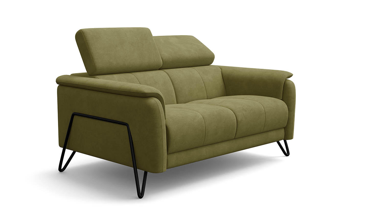 SOFA RODEN 2-Sitzer, olive, Veloursstoff - Grün, Holz/Textil (152/82/103cm) - Wozimo
