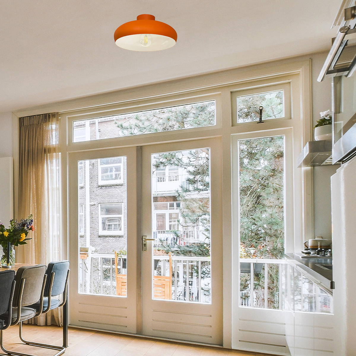 DECKENLEUCHTE Androa Lampe - Orange, Metall (40/40/20cm) - Bamyum