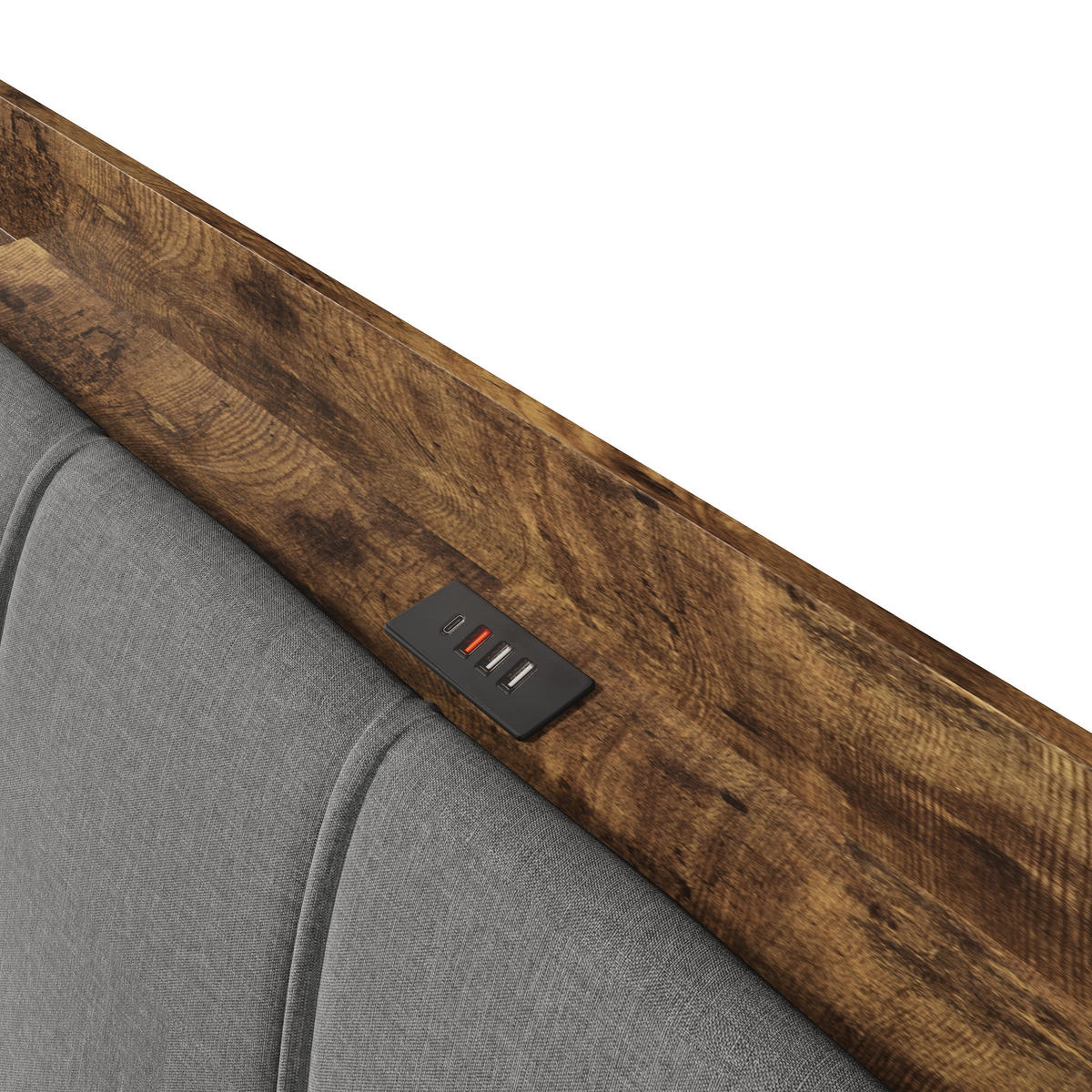 POLSTERBETT 180/200 cm in Grau mit Bettkasten, 2 Schubladen, LED, USB und Type-C Leinen - Grau, Holzwerkstoff/Textil (140/200cm) - STILVORA
