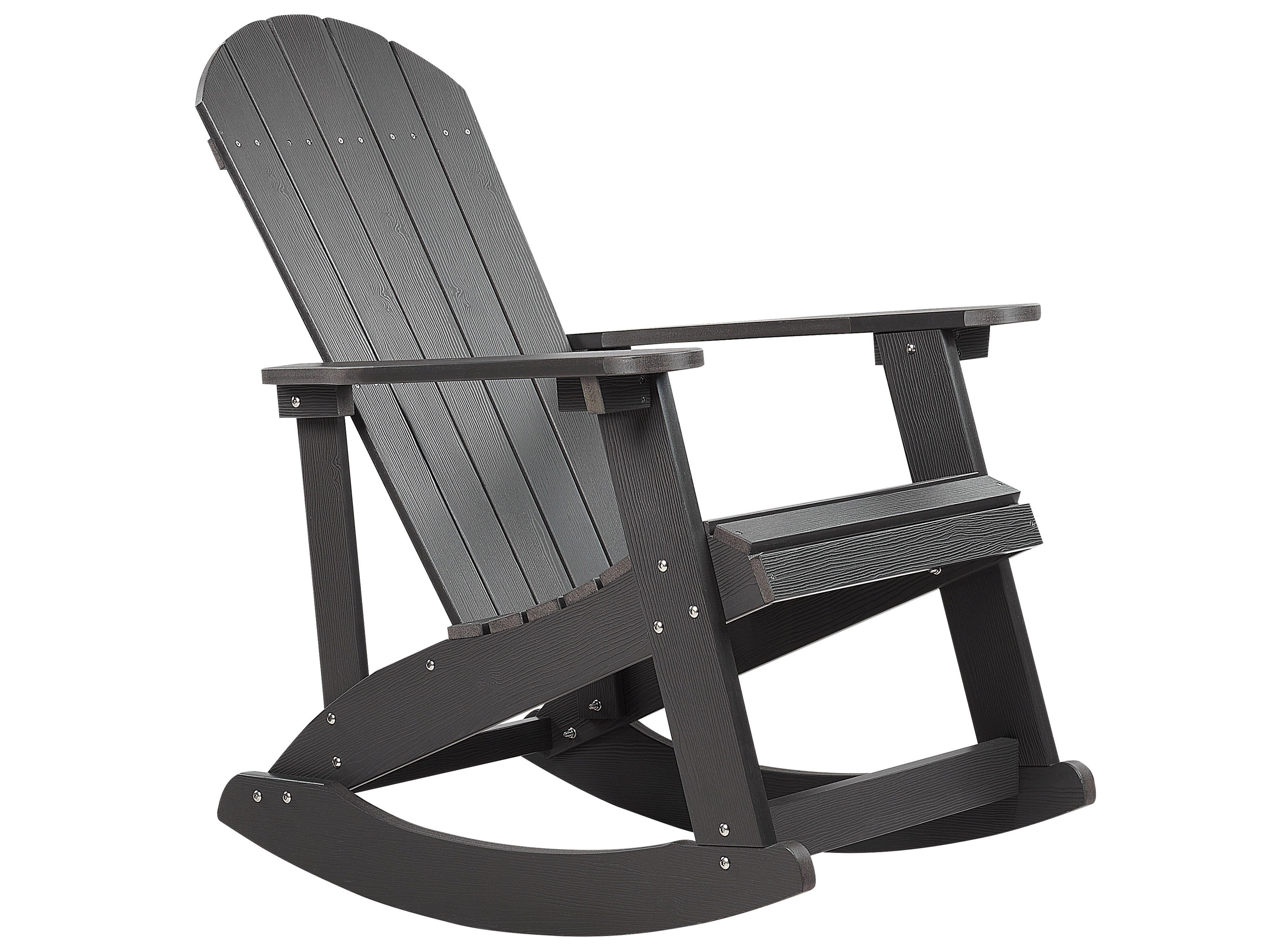 GARTEN-SCHAUKELSTUHL Kunstholz dunkelgrau Adirondack - Grau, Kunststoff (76/100/94cm) - Beliani