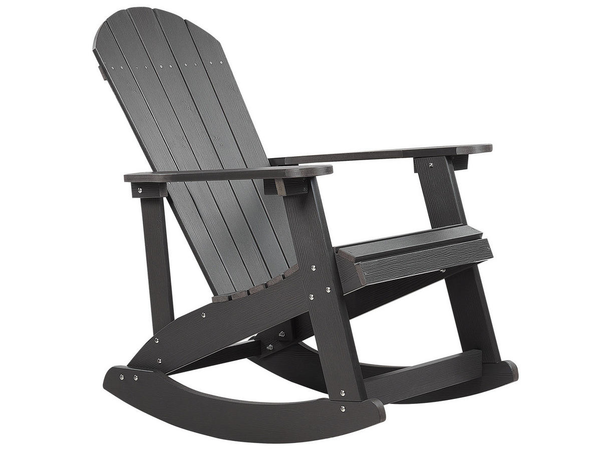 GARTEN-SCHAUKELSTUHL Kunstholz dunkelgrau Adirondack - Grau, Kunststoff (76/100/94cm) - Beliani