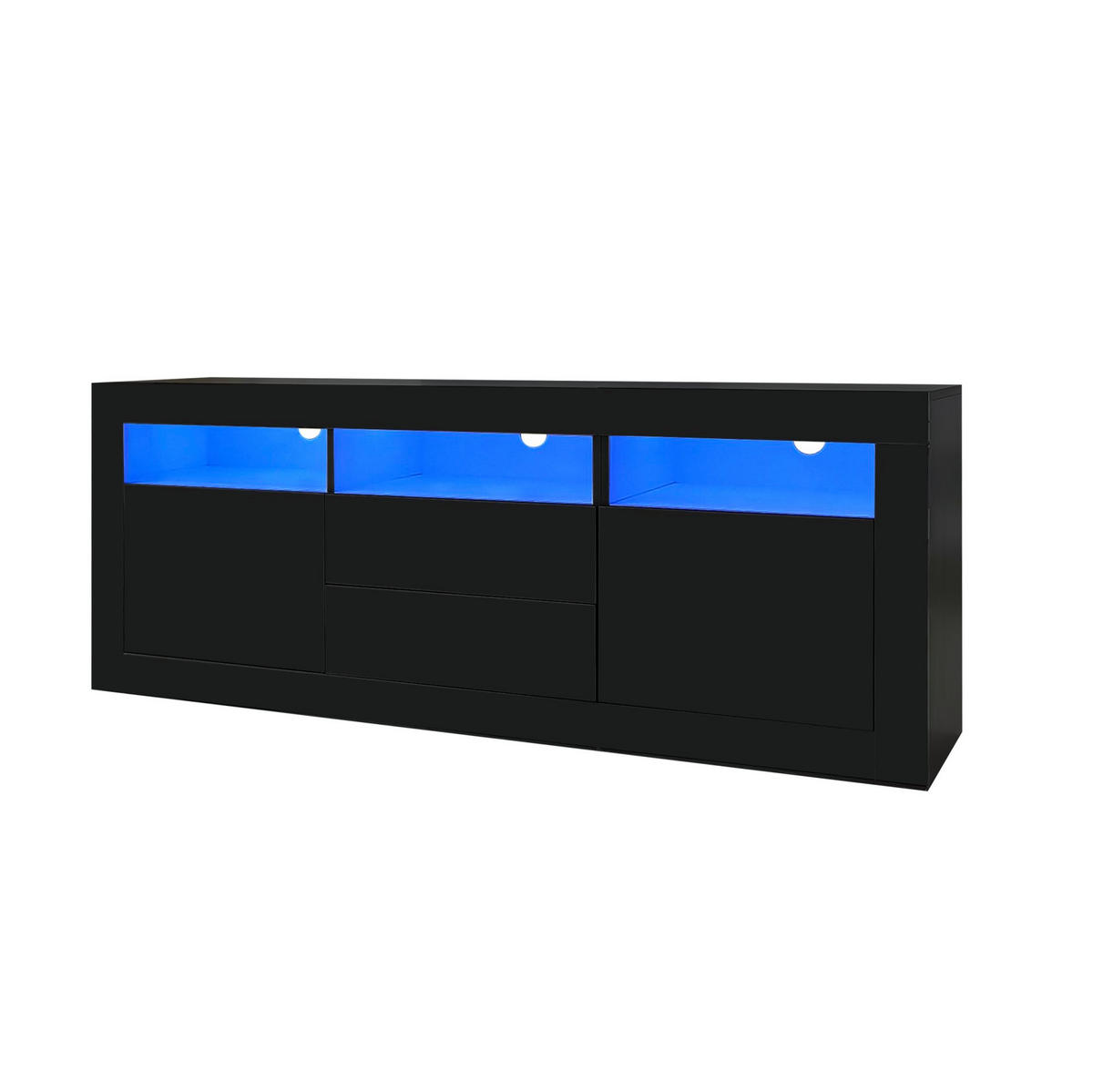 TV-LOWBOARD 160/35/60 cm in Schwarz mit LED-Beleuchtung und Hochglanzfront - Schwarz, Holzwerkstoff (160/60/35cm) - Flora Grace