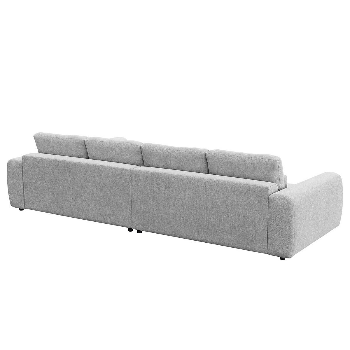 ECKSOFA mit XXL-Longchair - Hellgrau/Schwarz, Kunststoff/Textil (323/182cm) - home24