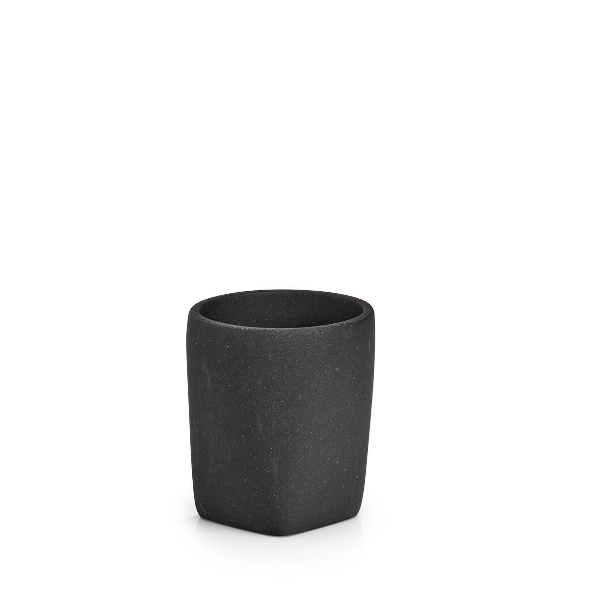 ZAHNBÜRSTENBECHER Dark Stone 7,7/8,8 cm - Schwarz, Kunststoff (7.7/8.8/7.7cm)