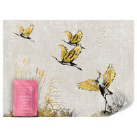 FOTOTAPETE Vögel Pflanzen Beton Abstraktion 150x105 - Gelb/Beige, Papier (150/105cm) - Muralo