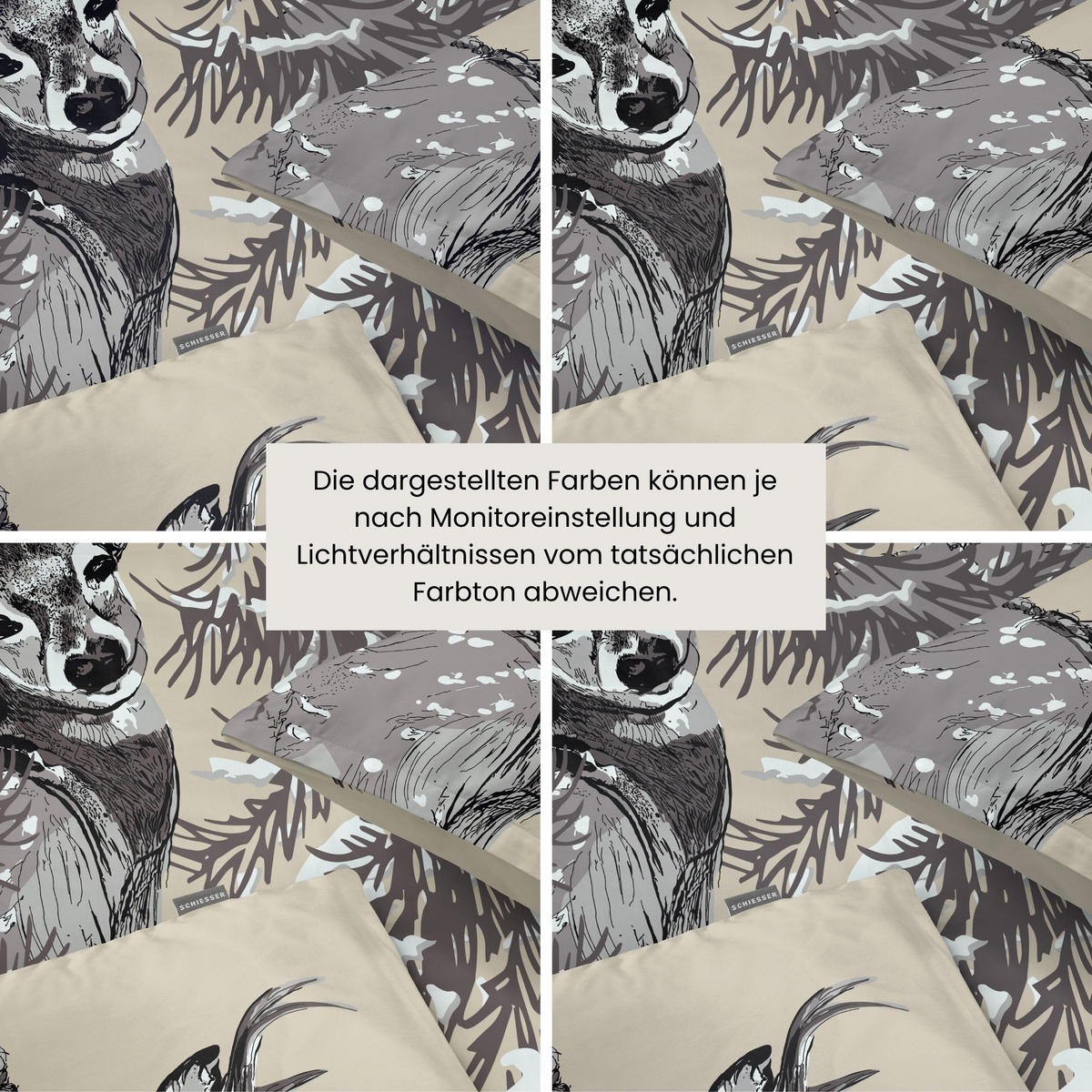 BETTWÄSCHESET Holi - Feinbiber - 2-teilig - 135x200 cm - Grau - Grau, Textil (135/200cm) - SCHIESSER