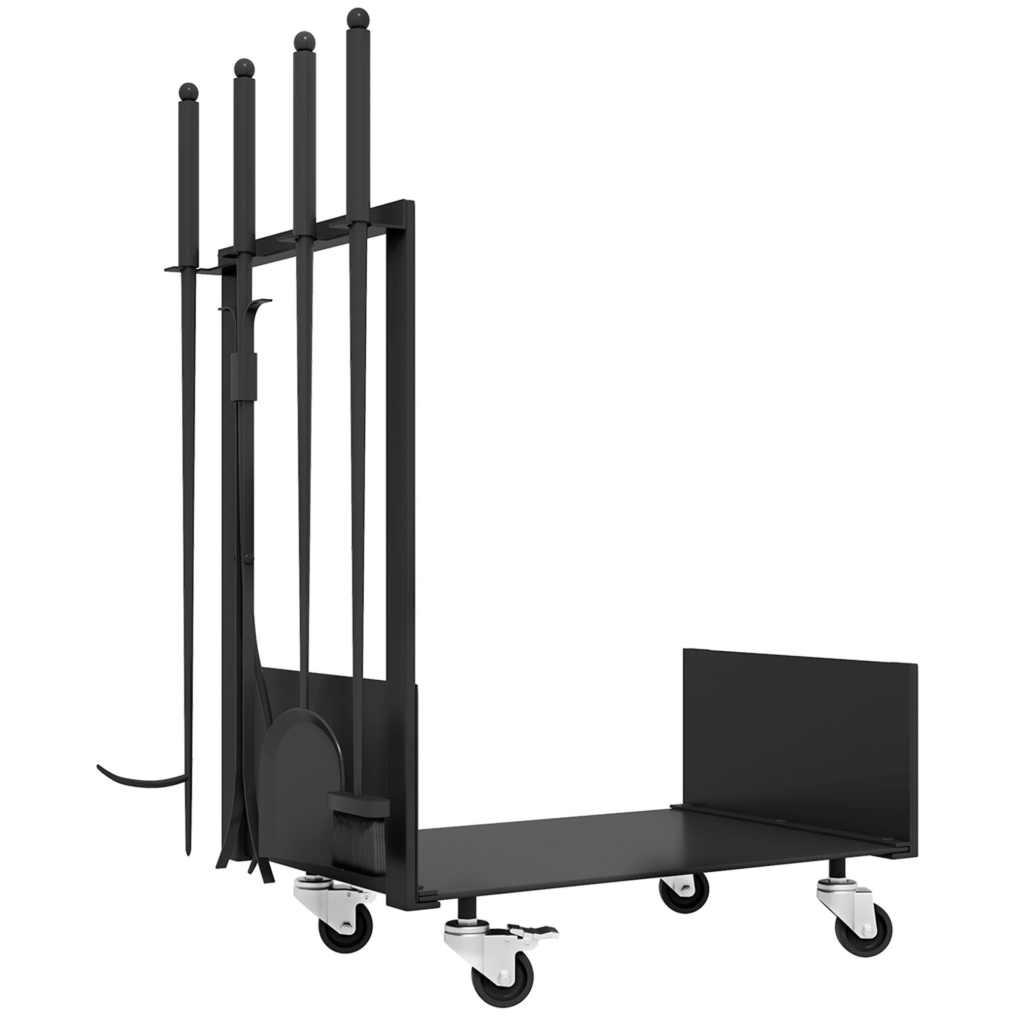 KAMINHOLZREGAL bis 60 kg - Schwarz, Metall (30/76/48cm) - Outsunny