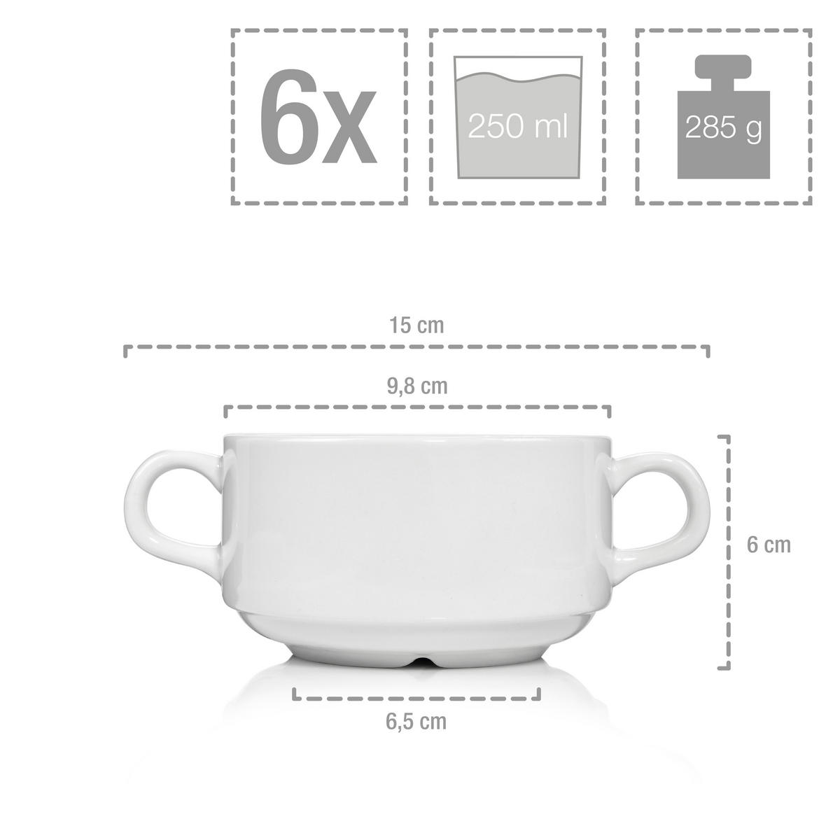 SUPPENSCHÜSSEL SET - 6 teilig aus Porzellan - Weiß, Keramik (9.8cm) - Sänger
