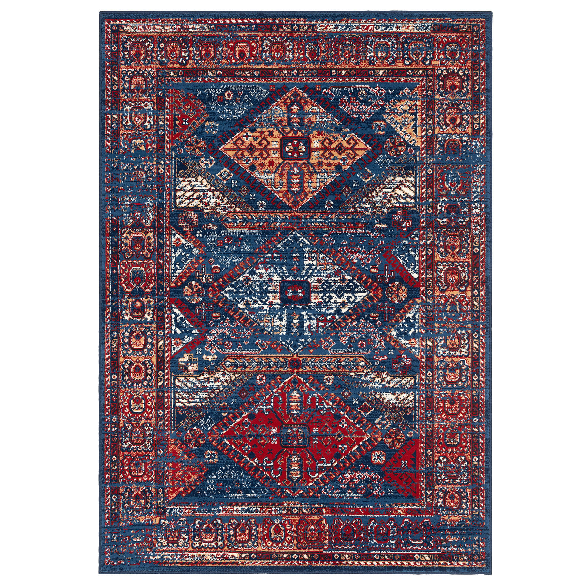 DESIGNER TEPPICH POP-VINTAGE ORIENT BORDÜRE - Blau, Textil (200/300cm) - Pergamon