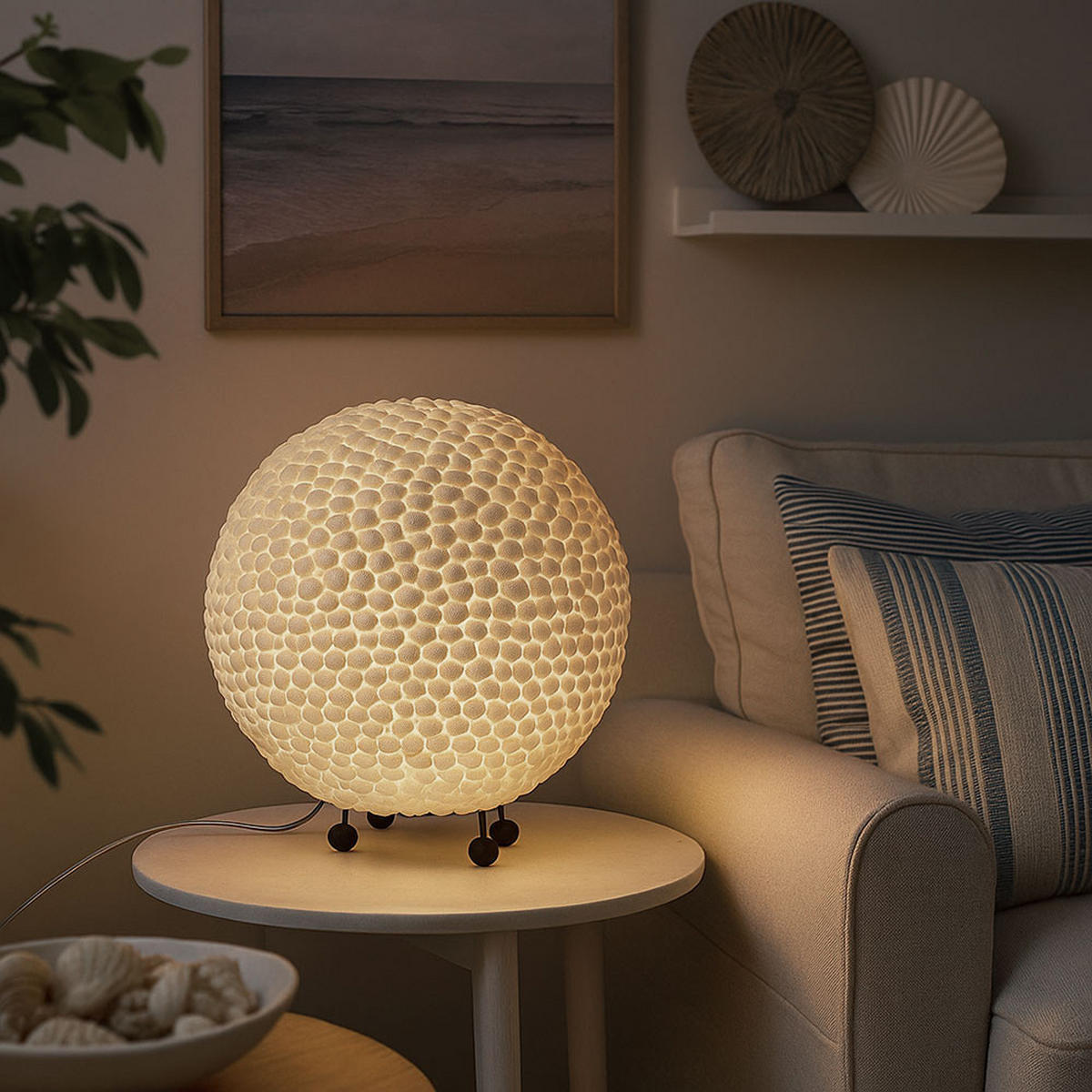 LED TISCHLEUCHTE Bali Weiß - Weiß, Metall (25/25/27cm)