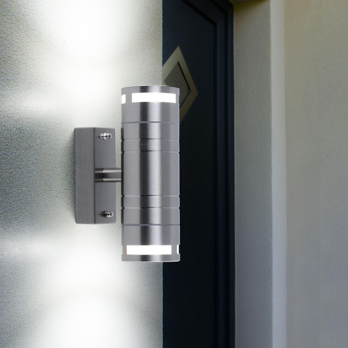 LED WANDLEUCHTE Edelstahl Silber - Silberfarben, Glas (6/17.8/11cm)