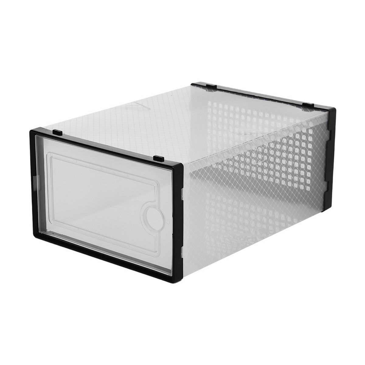 SCHUHBOXEN Kunststoff Schwarz 12er-set 33x23x14cm- Einfacher doppelrahmen klappbarer mehrschichtiger Aufbewahrungsständer - Schwarz, Kunststoff (23/14/23cm) - Livingandhome
