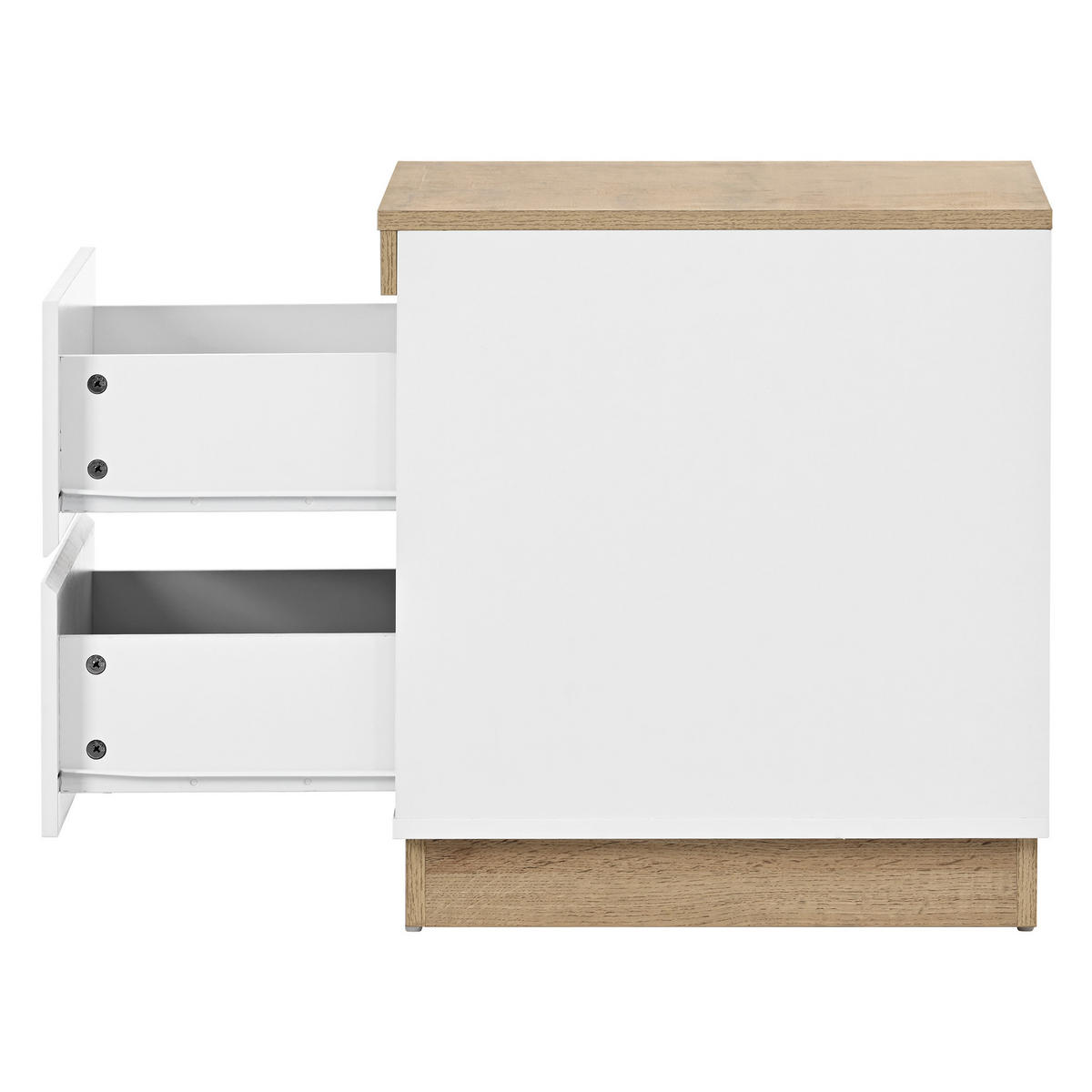 NACHTSCHRANK 2 Schubladen 50/40/55 cm weiß in Eicheoptik - Eichefarben, Holzwerkstoff (40/55/55cm) - OKWISH