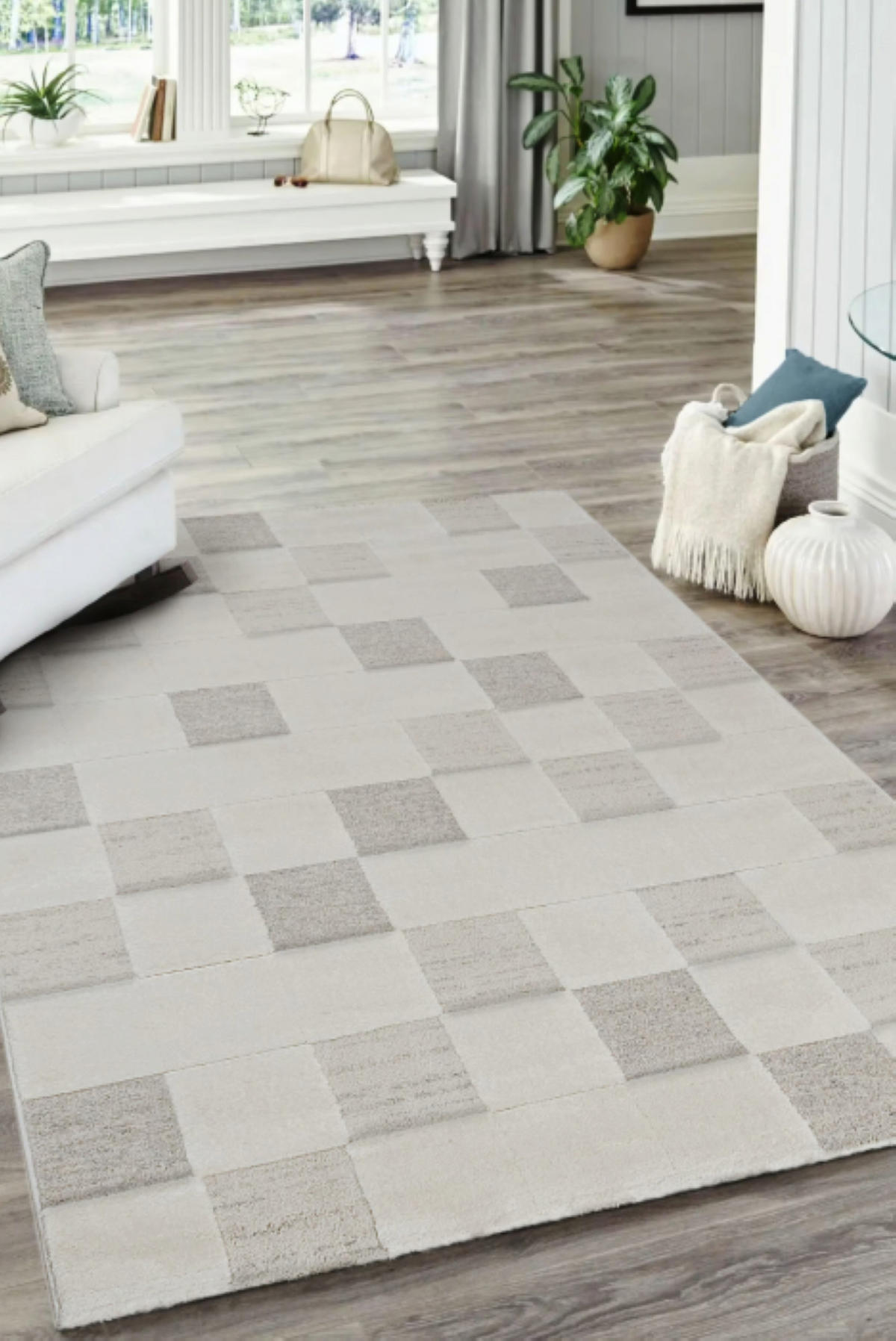 TEPPICH modern Flachgewebe CHECKER Beige 160 x 230 cm - Beige, Textil (160/230cm) - Novatrend