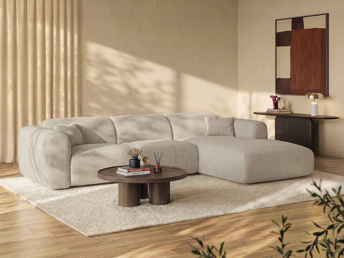 SCHLAFSOFA - 5 Personen-Sitzer - Stoff - Beige - - Beige, Textil (299/73/165cm) - Vente-Unique