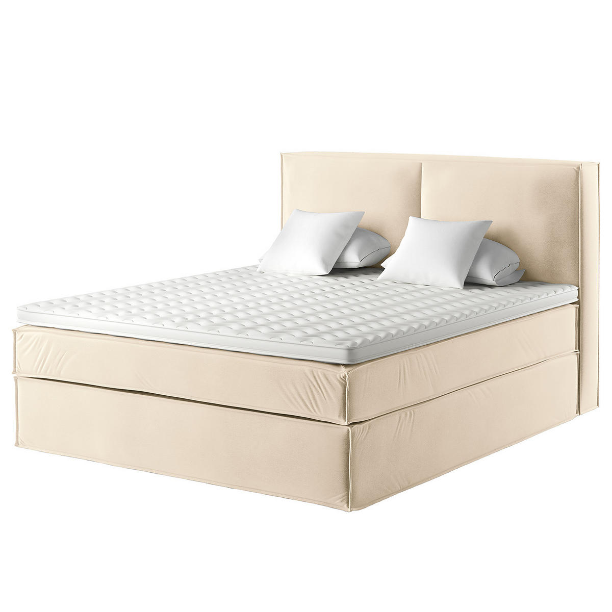 BOXSPRINGBETT mit Kopfteil - Premium - Creme, Textil (200/200cm) - home24
