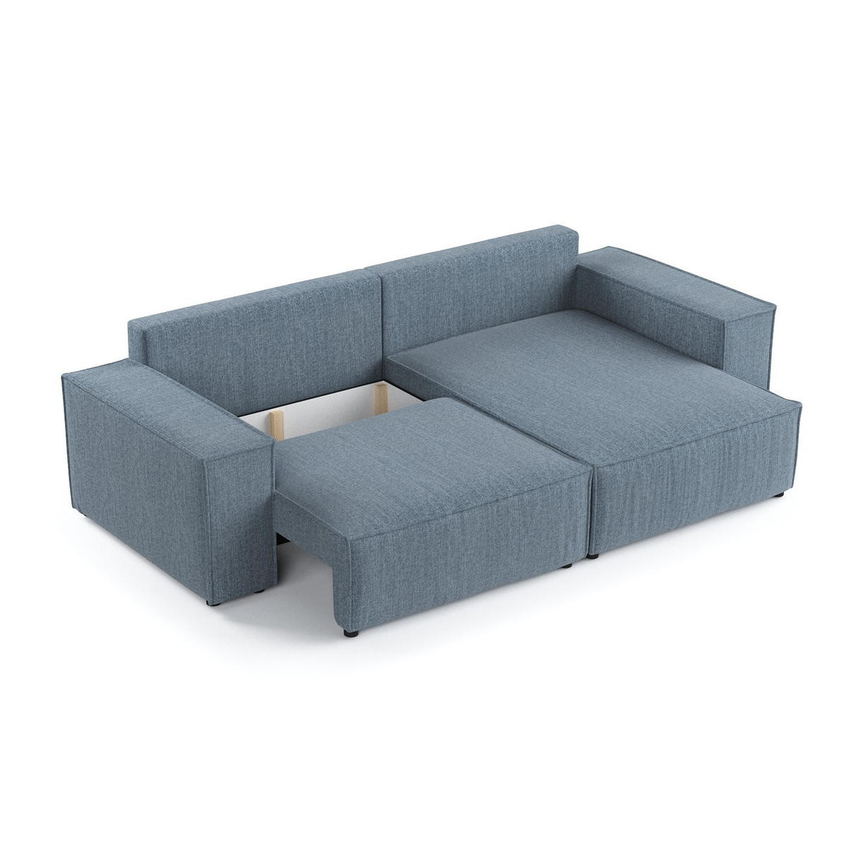 ROHOVÁ SEDAČKA SENSO, textil, Modrošedá - černá/šedohnědá, dřevo/kompozitní dřevo (255/148cm) - AltaBeds