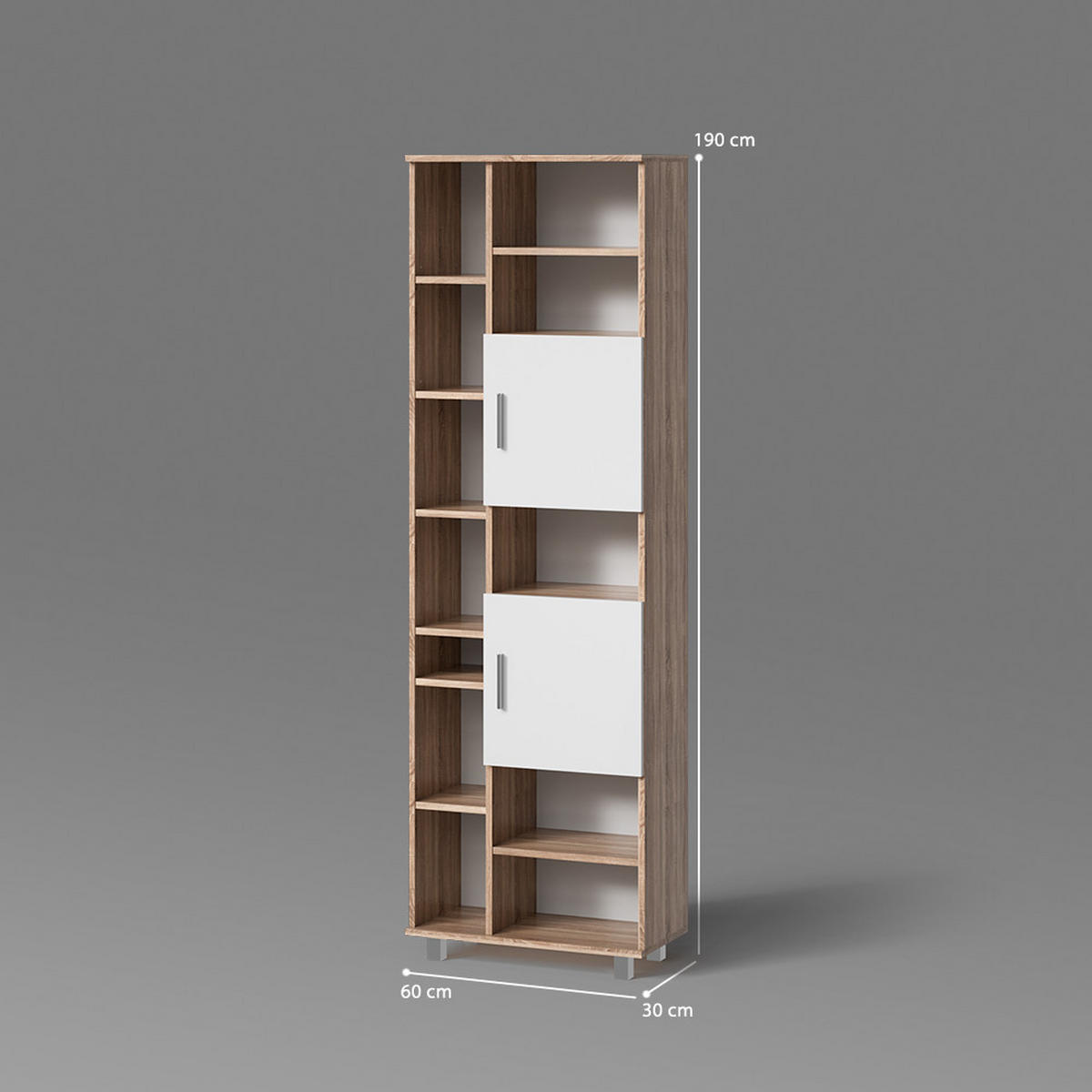 BADSCHRANK Eisak Sonoma 60 x 190 cm - Braun/Sonoma Eiche, Holzwerkstoff (60/190/30cm) - Livinity®