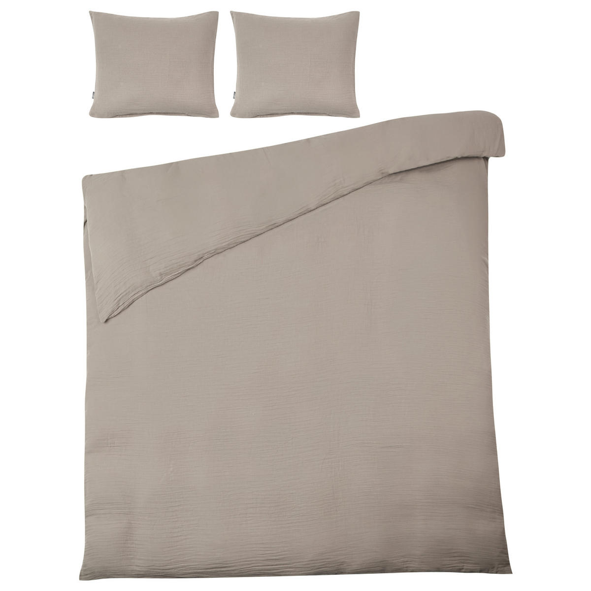 BETTWÄSCHE-SET 150/200 cm Baumwollmusselin Taupe Sumner - Taupe, Textil (150/200cm) - Beliani