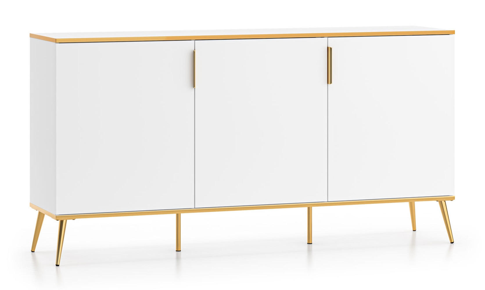 SIDEBOARD Viterbo Alpinweiß matt / goldfarben 170 / 40 / 88cm - Goldfarben/Weiß, Holz/Holzwerkstoff (170/88/40cm) - Feldmann-Wohnen