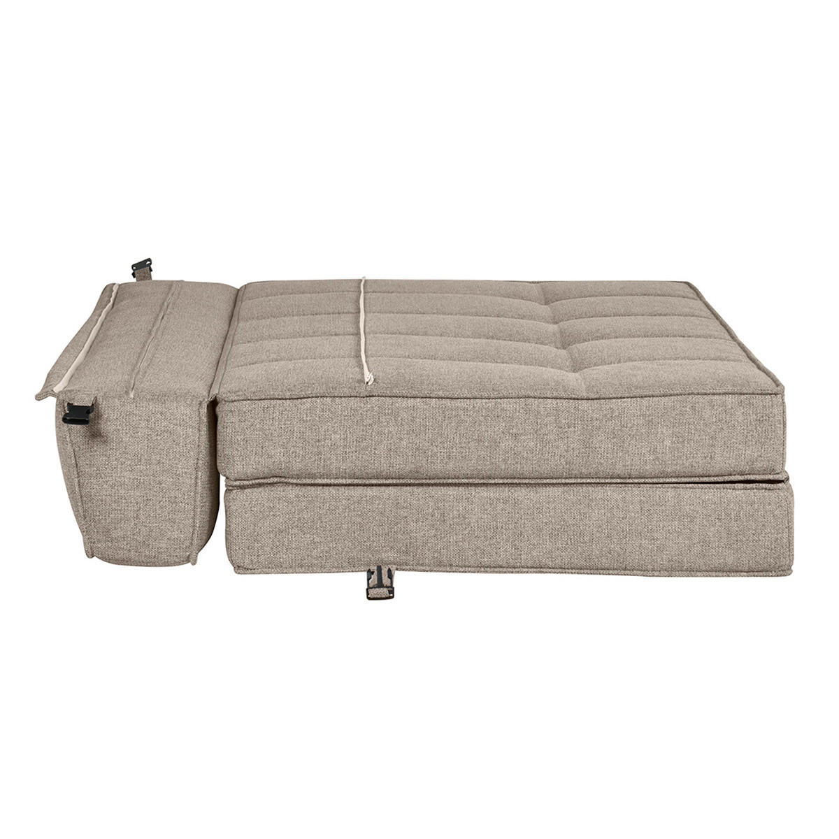 2-SITZER Schlafsofa Taupefarbener Stoff KATY - Taupe, Textil (81/51/132cm) - Miliboo