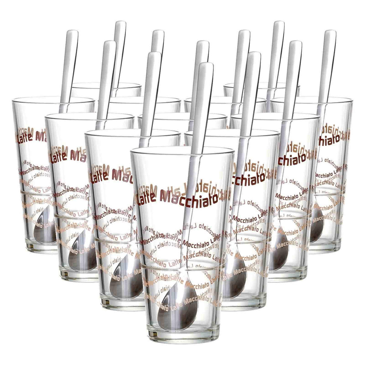 LATTE MACCHIATO GLÄSER + LÖFFEL Sana transparent 370 ml 12er Set - Transparent, Glas (370L) - Ritzenhoff Breker