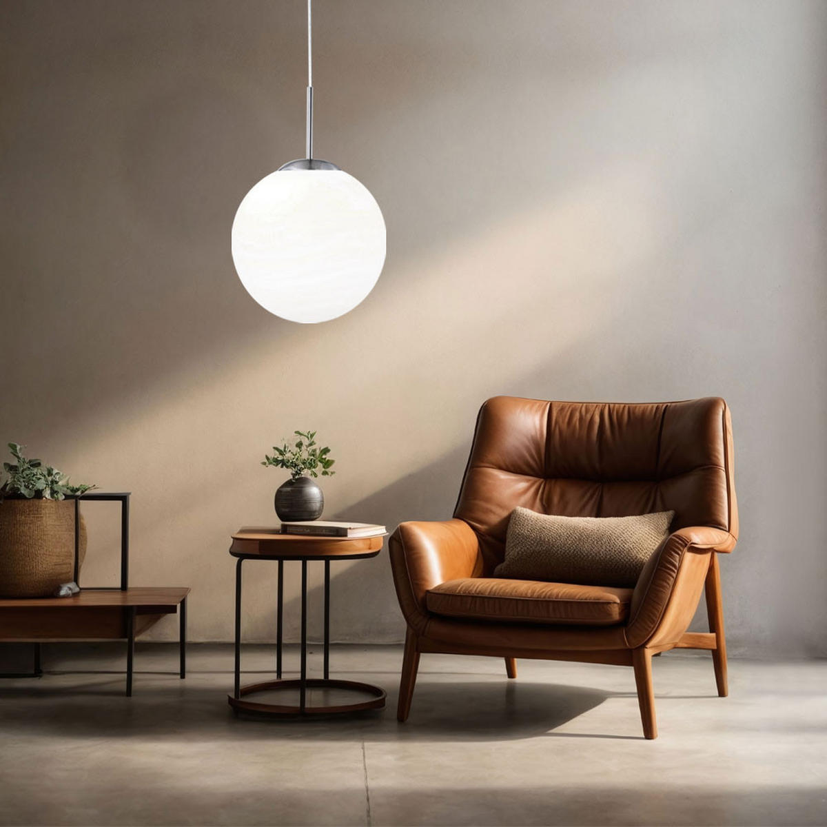 HÄNGELEUCHTE Metall Glas Weiß Opal - Weiß, Glas (30/30/180cm) - Globo Lighting