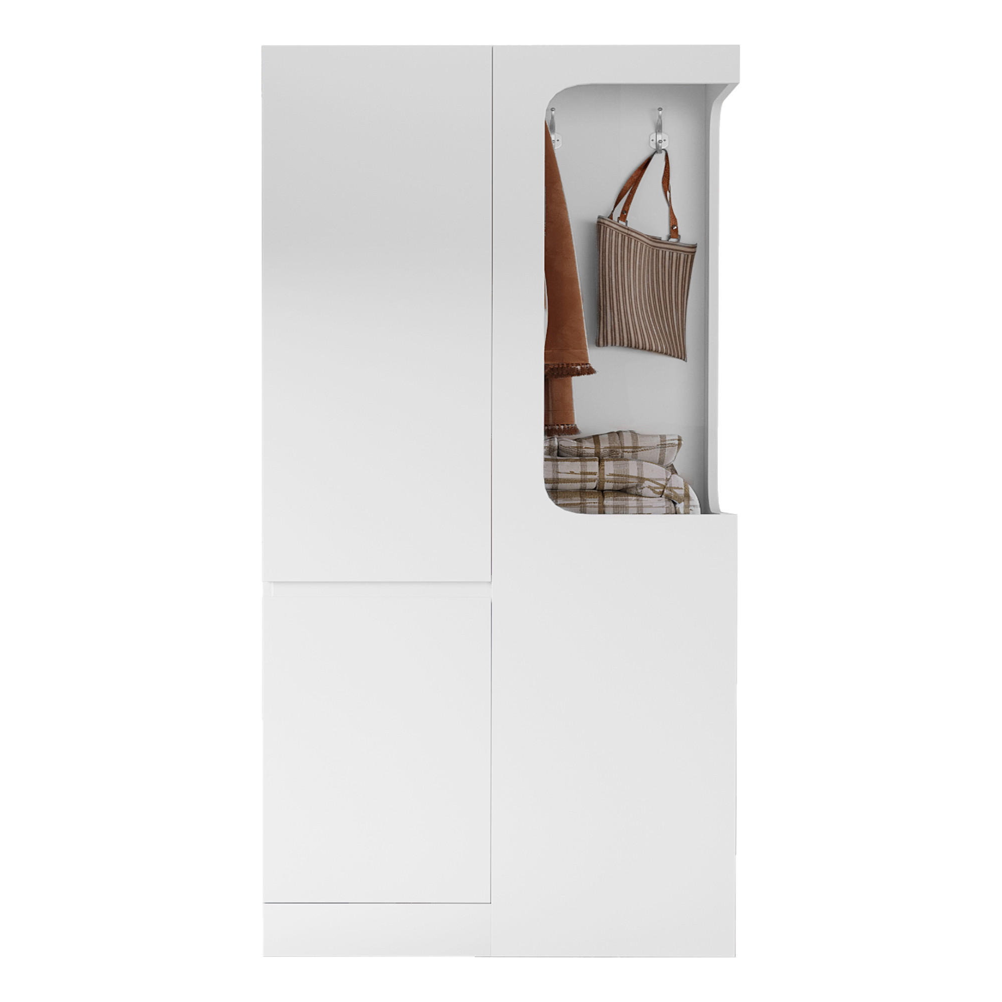 KLEIDERSCHRANK in Weiß mit Schubladen und Staufächern für Schlafzimmer und Wohnzimmer, B70/T40/H170 cm - Weiß, Holzwerkstoff (70/170/40cm) - STILVORA