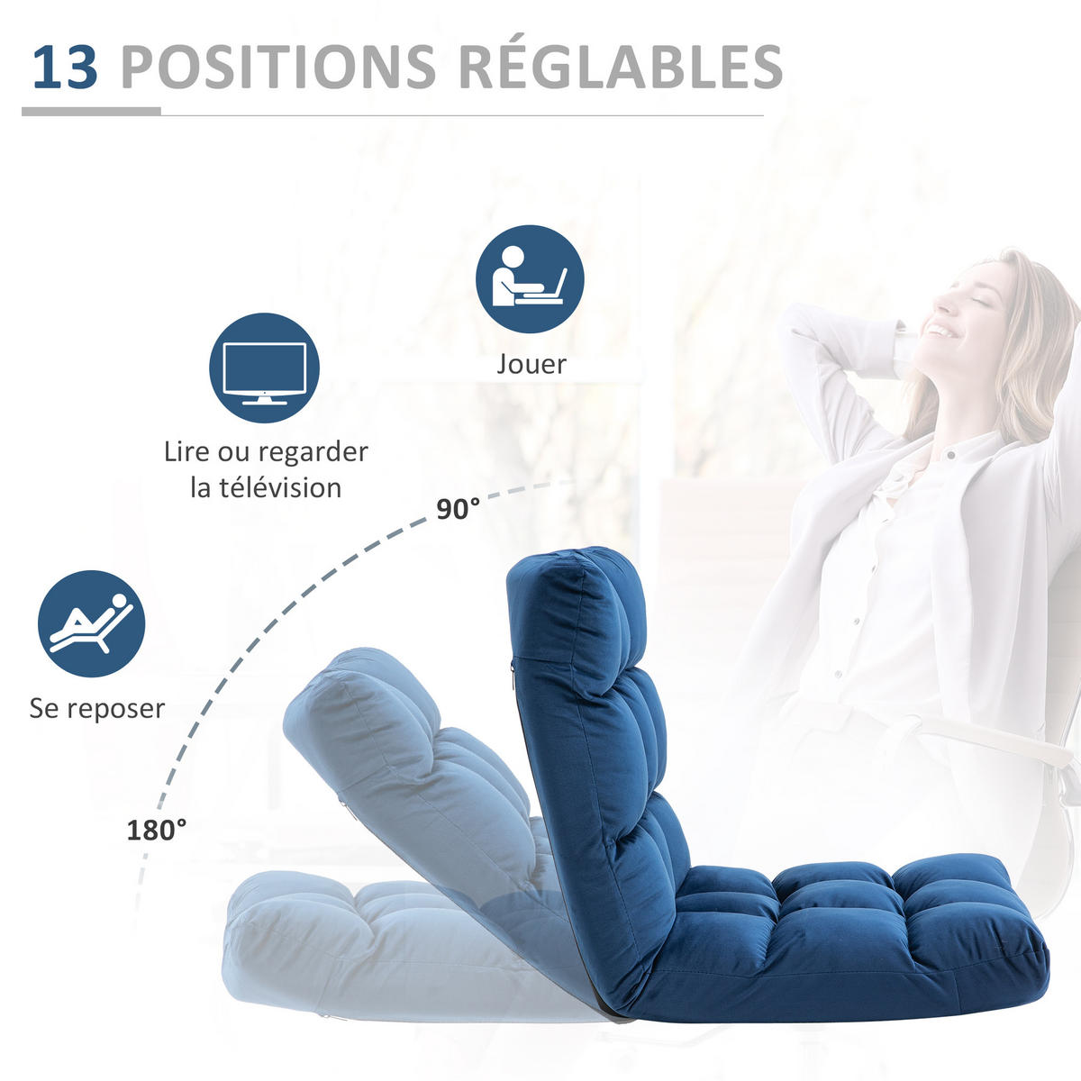 SCHLAFSESSEL DE-13379 Königsblau - Blau, Textil (55/53.5/71cm) - ComfortXL