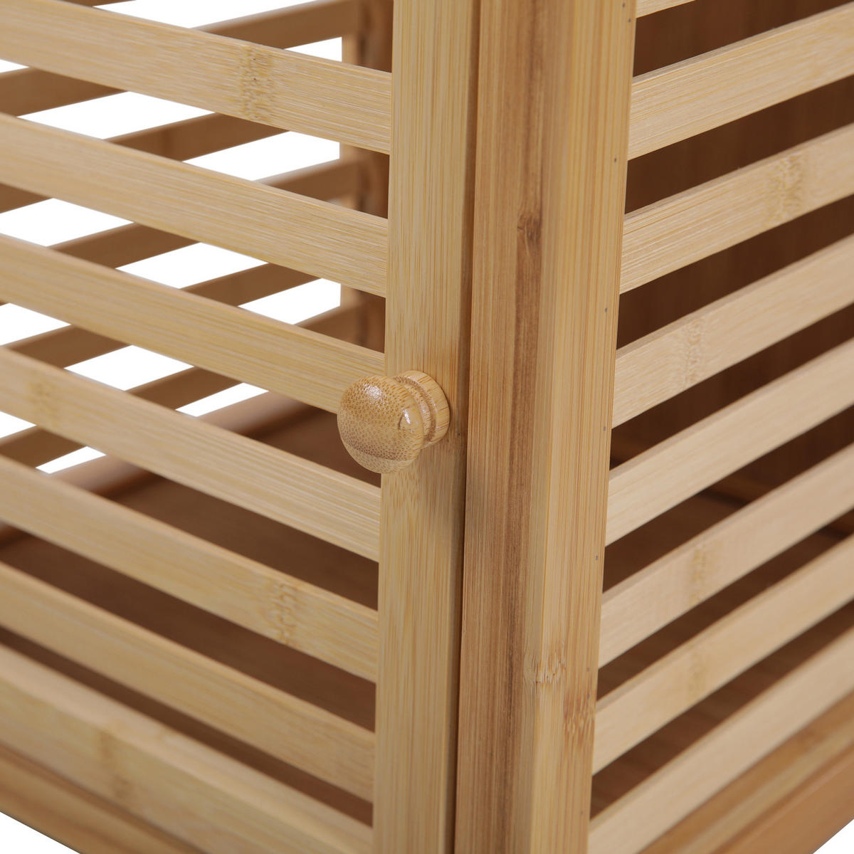 BADREGAL Bambus S mit Tür freistehend - Beige, Holz (35/80/35cm) - SVITA