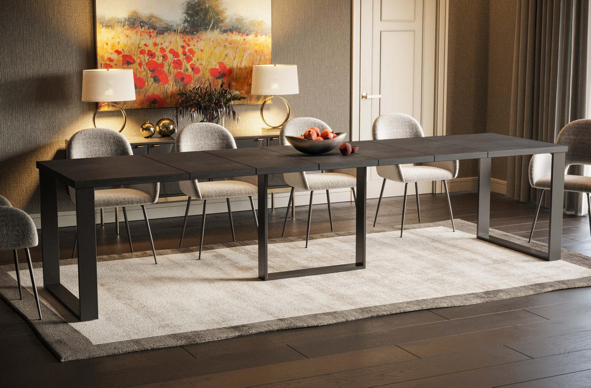ESSTISCH Borys Max ausziehbar bis 330cm - Graphitfarben, Holzwerkstoff (130/85/76cm) - Endo-Moebel
