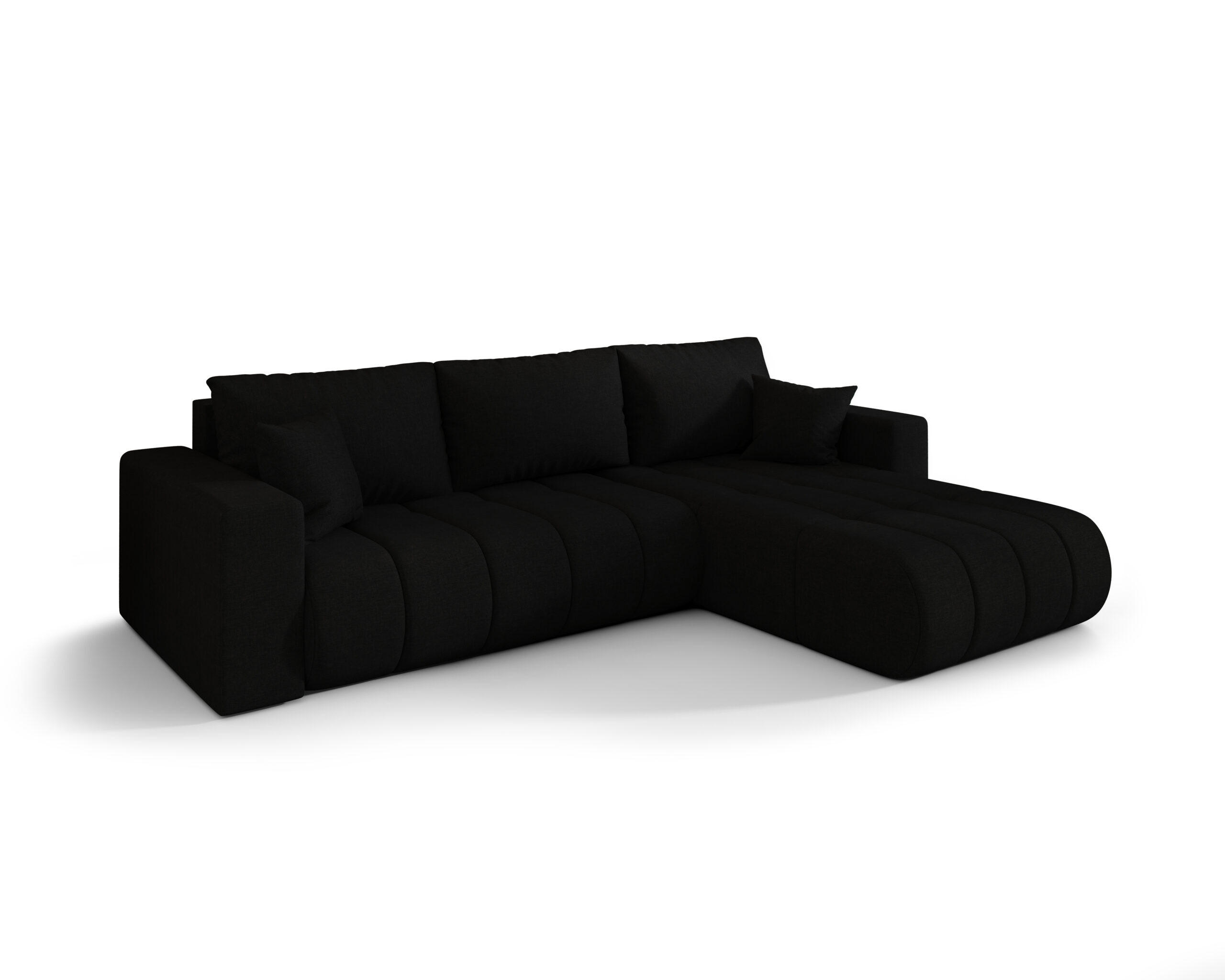 ECKSOFA mit schlaffunktion und bettkasten MILO PREMIUM, stoff WIND, Schwarz, Rechts - Schwarz, Holz (280/190cm) - Kaiser Möbel