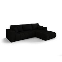 ECKSOFA mit schlaffunktion und bettkasten MILO PREMIUM, stoff WIND, Schwarz, Rechts - Schwarz, Holz (280/190cm) - Kaiser Möbel